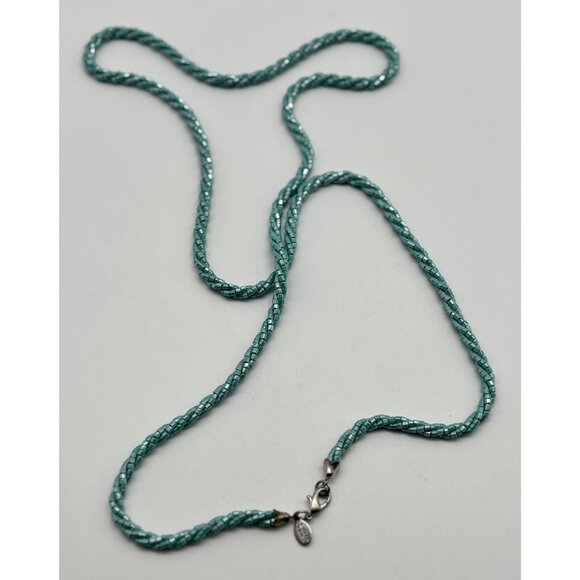 Vintage Nolan Miller Long Necklace 2 Twisted Strands Light Blue Glass Beads, 37" - Picture 9 of 11